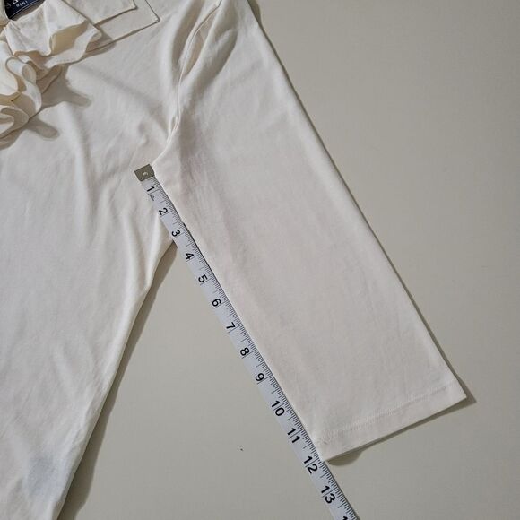 Chaps Women's Cream Vneck Elbow-length Pullover Top - Picture 6 of 10